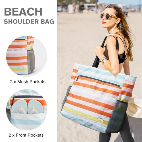 Image of G4Free Beach Bag, Waterproof Sandproof Beach Tote Bag, Large Capacity Foldable for Women