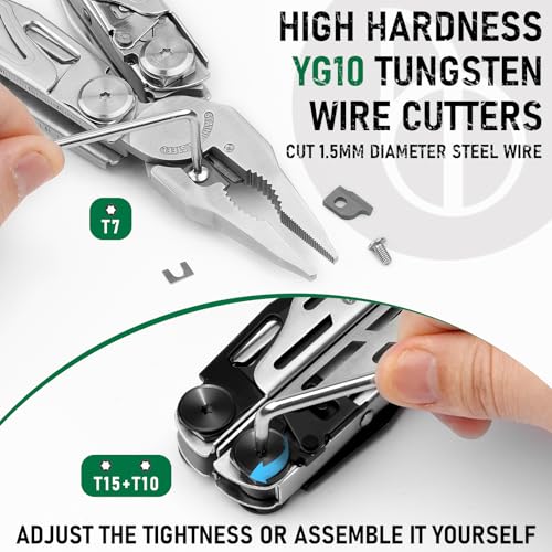 BIBURY Multitool tang, reserveonderdelen, vervangbare draadsnijder, schroefendraaier en raambreker, verwisselbare zagen, vijl en scalpelmessen, geschikt voor BIBURY multitooltang - Afbeelding 5