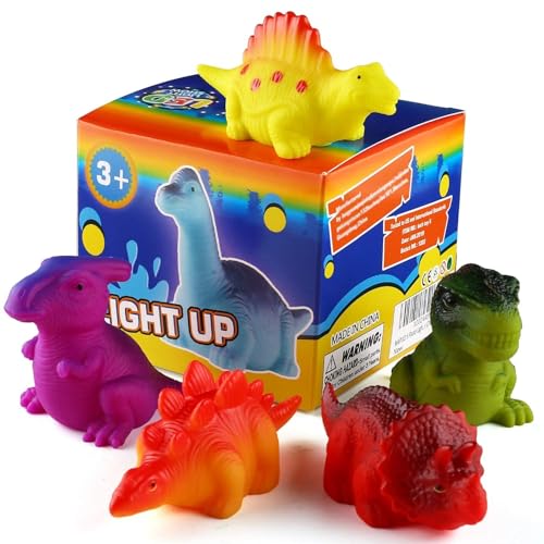 6 Packs Light-Up Floating Dinosaur Bath Toys,LED Glow Bathtub Toy by MAPIXO - Used condition - Image 3