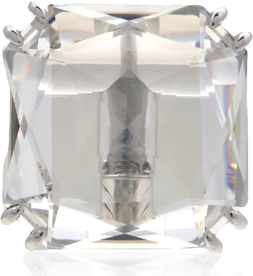 Swarovski 5600756 Mesmera Crystal Single Square Cut White Rhodium Plated Women's Clip On Earring, Large, Clear