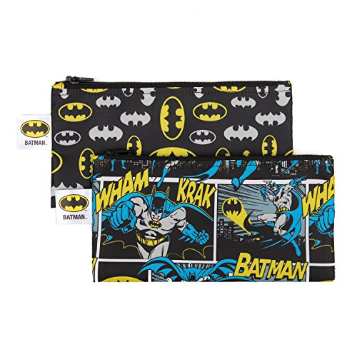 Bumkins DC Comics Batman Snack Bags, Reusable, Washable, Food Safe, BPA Free, Pack