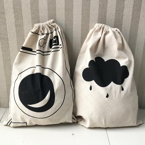 XINSUO® 2 Pièces Sac à Linge Sale de Voyage, avec Cordon de Serrage, Lavable et Réutilisable, Grande Capacité (60 x 48 cm)