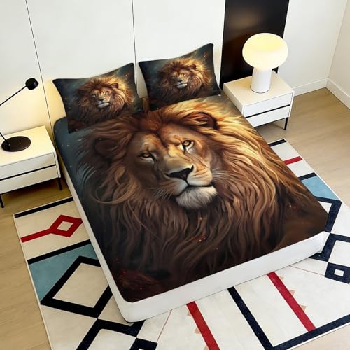 Drap-housse lion microfibre grand bonnet 140x200 lavable - 6