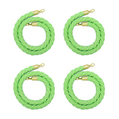 Stanchion Rope Light Green Velvet Stanchion Rope Braided, Crowd Control Barriers with Polished Hooks, Hotel/Carpet Events/Filmroom Twisted Rope - 3/4/5/8/10Ft(110cm(3.6ft))