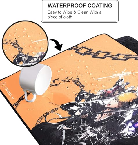 Image of Anime Battle Theme Gaming Mouse Pad, Large Desk Mat 58.5 x 28 cm, Extended Washable Mousepad, Desk Pad, 2mm Thick Non-Slip Rubber Base, Stitched Edges, Smooth Surface (Multicolour)