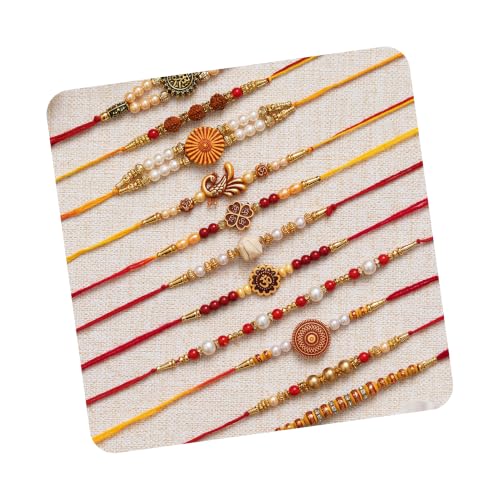 Image of eCraftIndia Golden Designer Bro Kids Rakhi with Roli Chawal Pack | Raksha Bandhan Rakhi