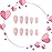 MISUD Press on Nails - Medium Almond Fake Nails with White French Tip, Acrylic Pink Heart Design 24 pcs