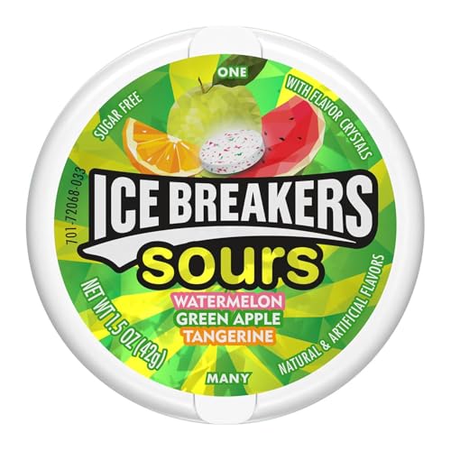 Ice Breakers Sours, Watermelon, Green Apple, Tangerine, Original Sours, 1.5-Ounce Pack (Pack of 4) - image 1