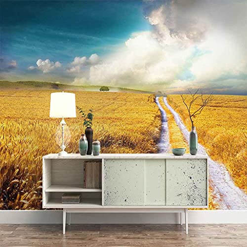 Poster mural de qualité HD champ de blé 3D en canevas auto-adhésif