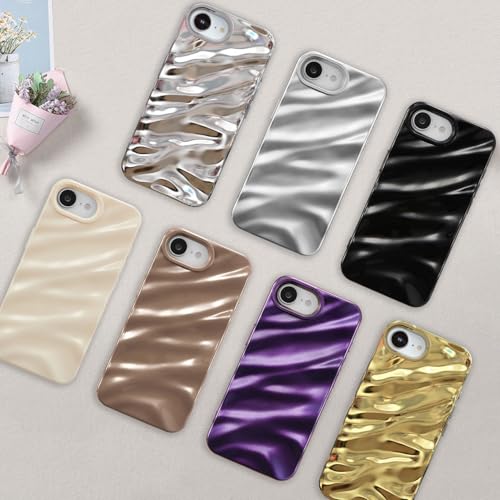 Coque iPhone 16e silicone souple à vagues marron tendance - 6