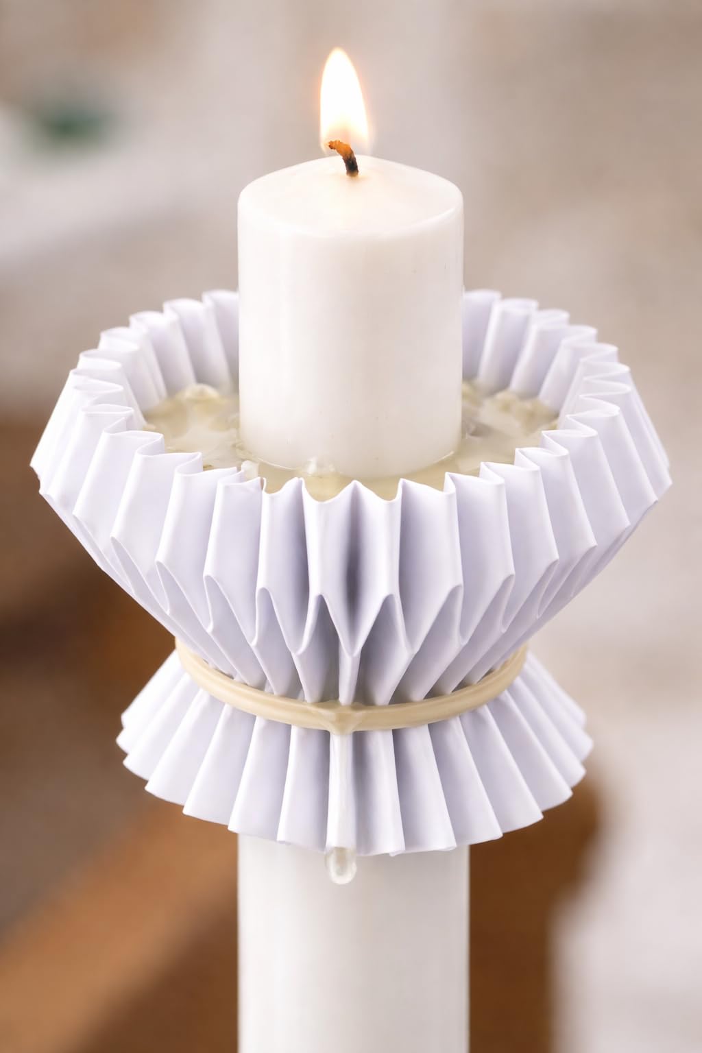 10 Pezzi Paragocce Per Candele In Tulle Bianco - Proteggi Cera Per Candele Diametro 3-5 Cm - Ideali Per Comunioni, Battesimi, Matrimoni