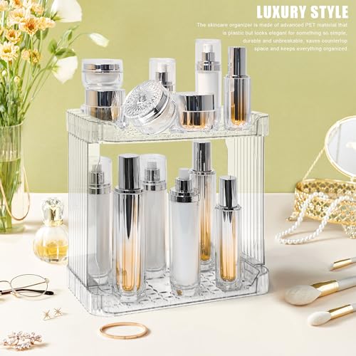 Image of Bathroom Counter Organizer Cosmetics Skincare Organizers Skincare Makeup Organizer Countertop Holder for Perfume-2 Tier-Clear