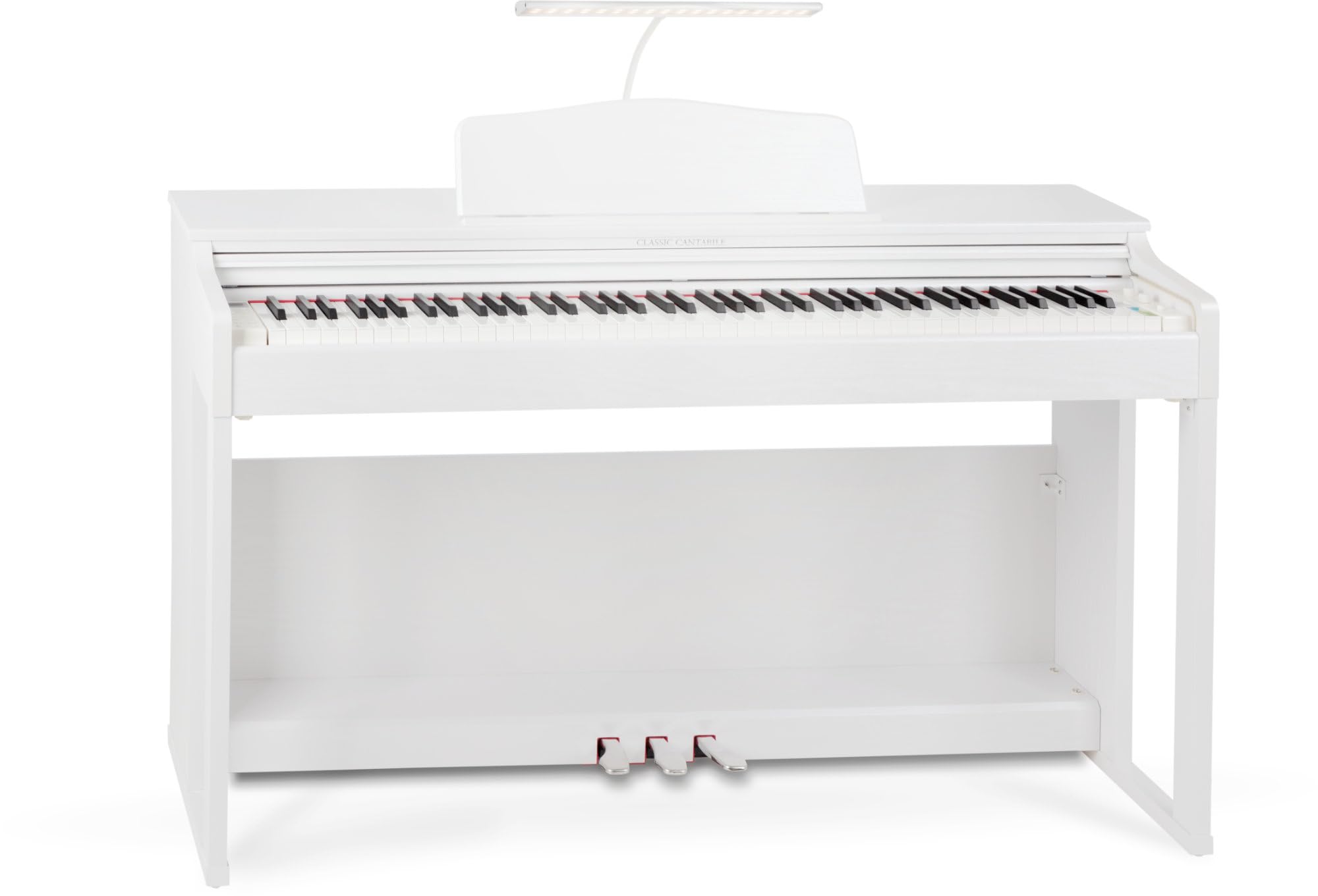 Classic Cantabile 12220 Lampada Da Pianoforte Dimmerabile Bianca - 36 LED luminose - Collo d'oca lungo 38 cm - Porta di ricarica USB integrato per smartphone o tablet - Bianca
