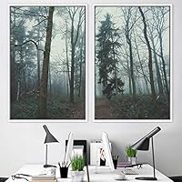 2 Piece Framed Canvas Wall Art Brown Forest Canvas Prints Home Artwork Decoration for Living Room,Bedroom - 16