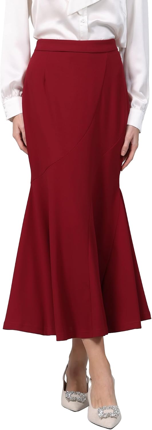 Hobemty Women's Fishtail Long Skirt High Waist Work Office Maxi Mermaid Skirts