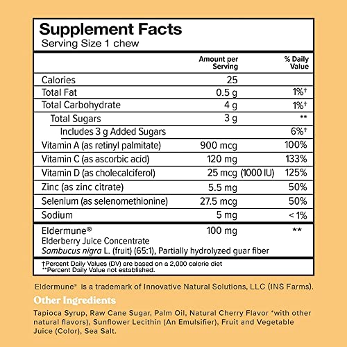 6-In-1 Immune Support Supplement Chews With Elderberry Vitamin C, A & D, Zinc & Selenium+ Peaceful Sleep Chews, 3Mg Melatonin, 200 Mgs L-Theanine, Chamomile, Lemon Balm, Magnolia, 30 Day Suppl #TOP4