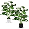 Der Rose 28 2 Packs Fake Plants Large Artificial Monstera Faux Plants Indoor Tall for Floor Home Office Farmhouse Bedroom Decor