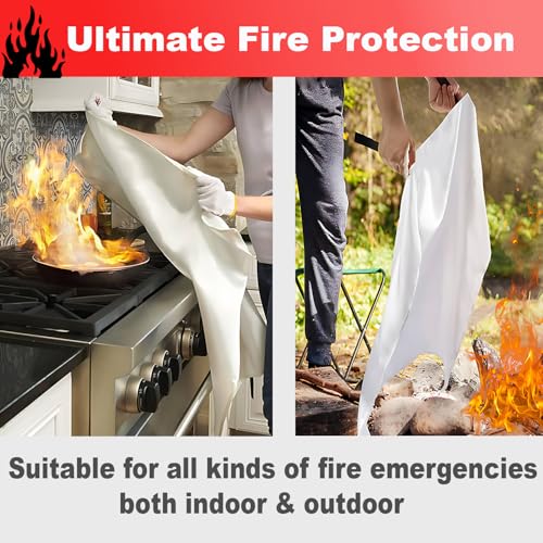 Image of Emergency Fire Suppression Blankets 40 inch x 40 inch Fire Proof Fiberglass Blanket for Survival - High Heat Resistant Fire Extinguisher for Office, Home, Kitchen, Grill, Camping, Car, School, etc. 1-Pack