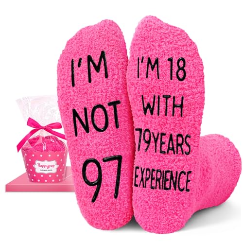 HAPPYPOP 97th Birthday Gifts for Women - 97 Year Old Gift, 97th Birthday Socks for Her, 97 Years Old Gift Ideas