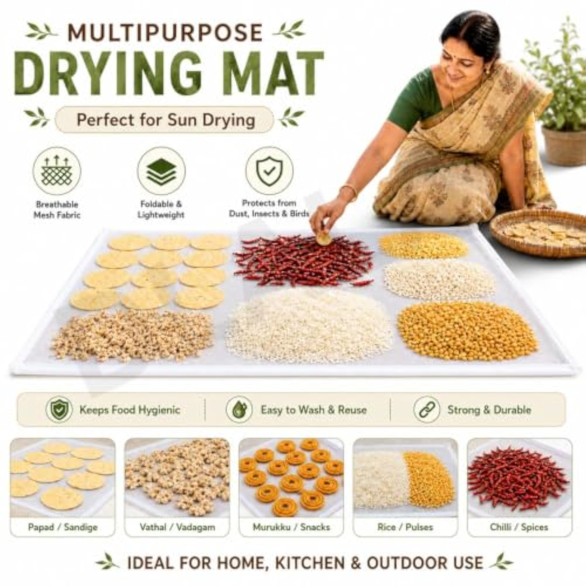 Cotton Kitchen Drying Cloth with Zip Net