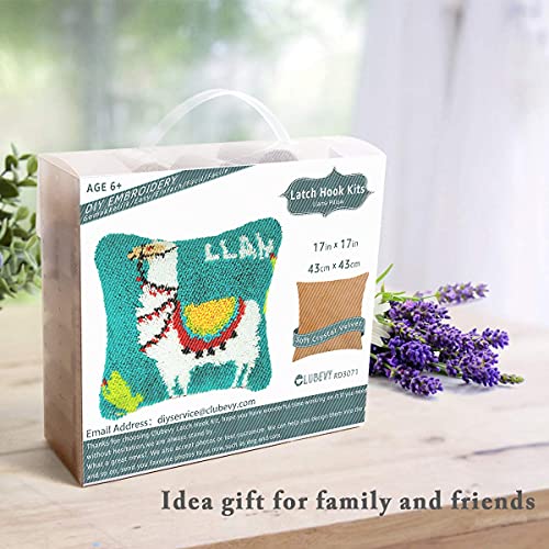 Image of clubevy Alpaca Latch Hook Kits DIY Throw Pillow Cover Crochet Crafts for Beginner Kids and Adults Handmade Crafts Home Decoration Festival Birthday Gift, 17 x17 inch