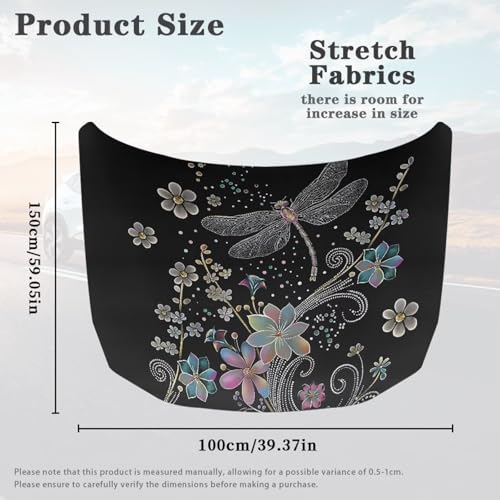 Image of Dragonfly Car Hood Cover Polyester,Engine Protection Cover,Elastic Fabrics Can be Washed,Car Bonnet Banne