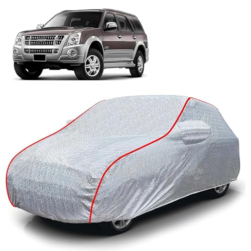 Image of Sulfar 100% Waterproof Car Body Cover Compatible with Mirror for Isuzu MU7 (Triple Stitched, Full Bottom Elastic, Magic Silver with Red Piping)