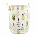 Orino 19 x 16.5 inches Extra Large Canvas Fabric Folding Storage bin with Handle Waterproof Home Decor Laundry Hamper Organize Pineapple Storage Baskets for Dirty Clothes, Toy (Yellow)