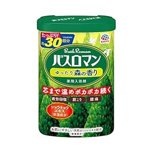 バスロマン 入浴剤 ゆったり森の香り 600g 331円（314円）！プライム会員は送料無料！