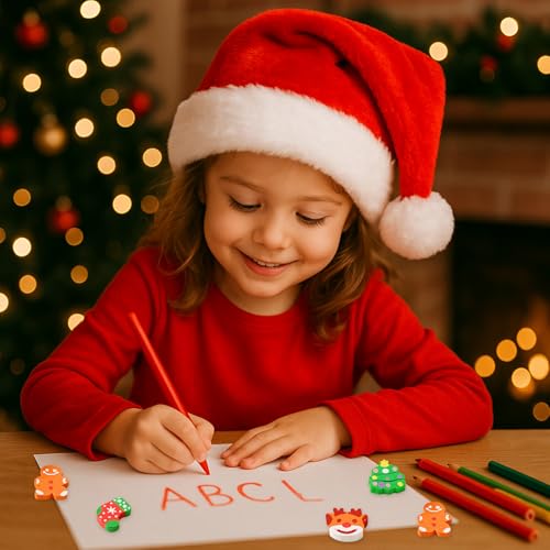 24stück Radiergummi Weihnachten Kinder,Weihnachts Mini Radiergummis Cartoon Niedliche Weihnachtsmann Rentier Schneemann Radierbare Kleine Erasers Set für Weihnachts Party Schüler Schulsachen Geschenke