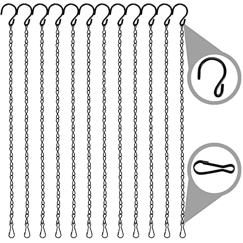 MICREEN 12 Pack Hanging Chains with Hooks, 19.7 Inches Outdoor/Indoor Garden Plant Hangers for Planters Baskets, Bird Feeders