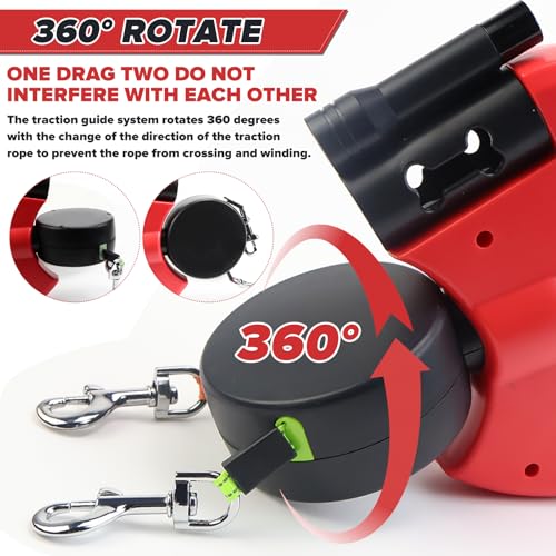 CHRI Hundeleine Doppelleine für 2 Hunde Rollleine Hundeleine 3m mit LED Licht für kleine Hunde bis zu 10kg Gewicht
