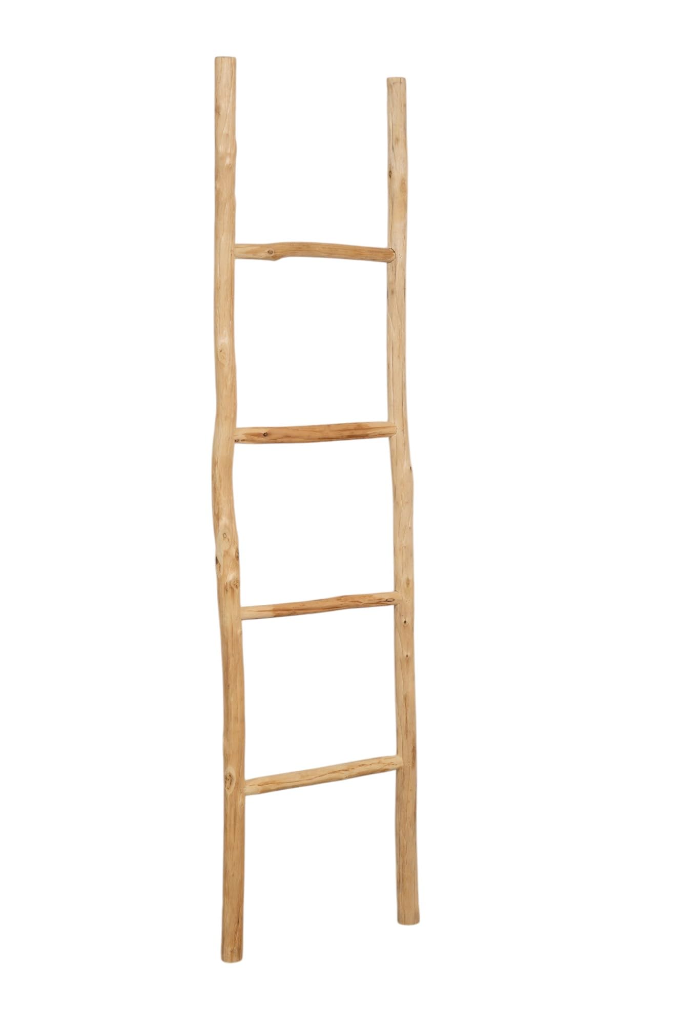 Biscottini Escalera toallero baño 150 x 3,5 x 37 – Escalera decorativa de madera – Colgador de toallas de madera – Toallero de pared de metal