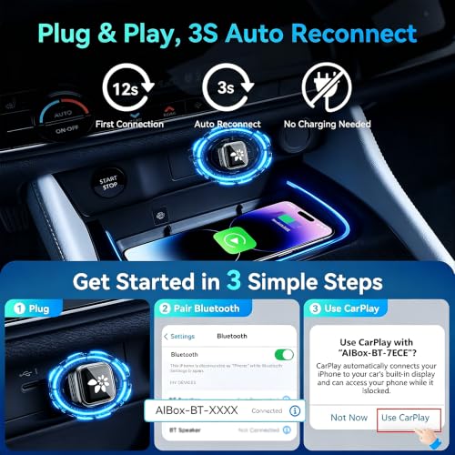 Image of 2026 Wireless CarPlay Adapter for iPhone & Android, 3 Second Auto Stable Connection, Plug & Play for 2016+ Cars with USB-A USB-C Ports