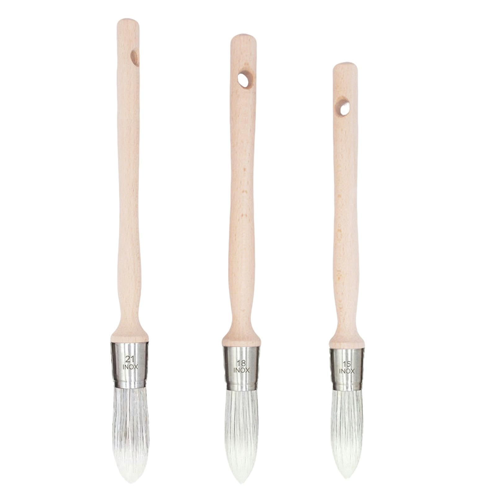 Sash Paint Brush Set 3Pcs 15mm 18mm 21mm, Professional Decorating Brushes with Wooden Handle for Cutting in, Walls, Windows, Doors