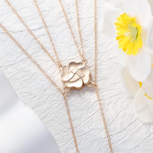 Image of Sunflower Jewellery Friendship Necklace for 3 4 Stainless Steel Heart-Shaped Necklace /Bracelet Three Hearts Composed of Friendship Necklace /Bracelet, Gifts for Friends