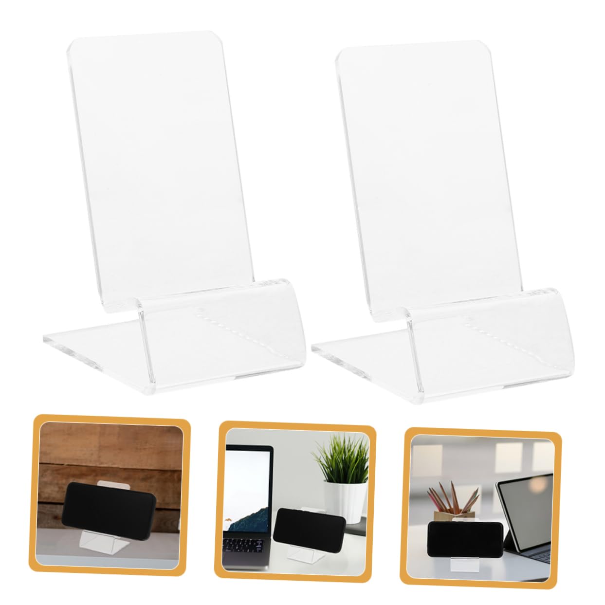 Mikikit 15pezzi Supporto da Scrivania per Cellular Acrilico Trasparente Ripiano Espositivo per Smartphone e Tablet Stabile e Compatto per Uso Domestico Ufficio