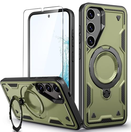 Image of for Samsung Galaxy S22 Case Magnetic with stand [Compatible with MagSafe] [with Screen Protector] Wireless Charging, Shockproof Galaxy S22 5G Case, Ring Holder Phone Cover, for Samsung S22 Phone Case