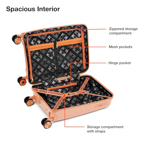 Image of Nasher Miles Polypropylene Spinner Seattle Hard-Sided Cabin Luggage 20 inch | 55cm | 8 Wheels Small Trolley Bag for Travel | Suitcase (Peach)