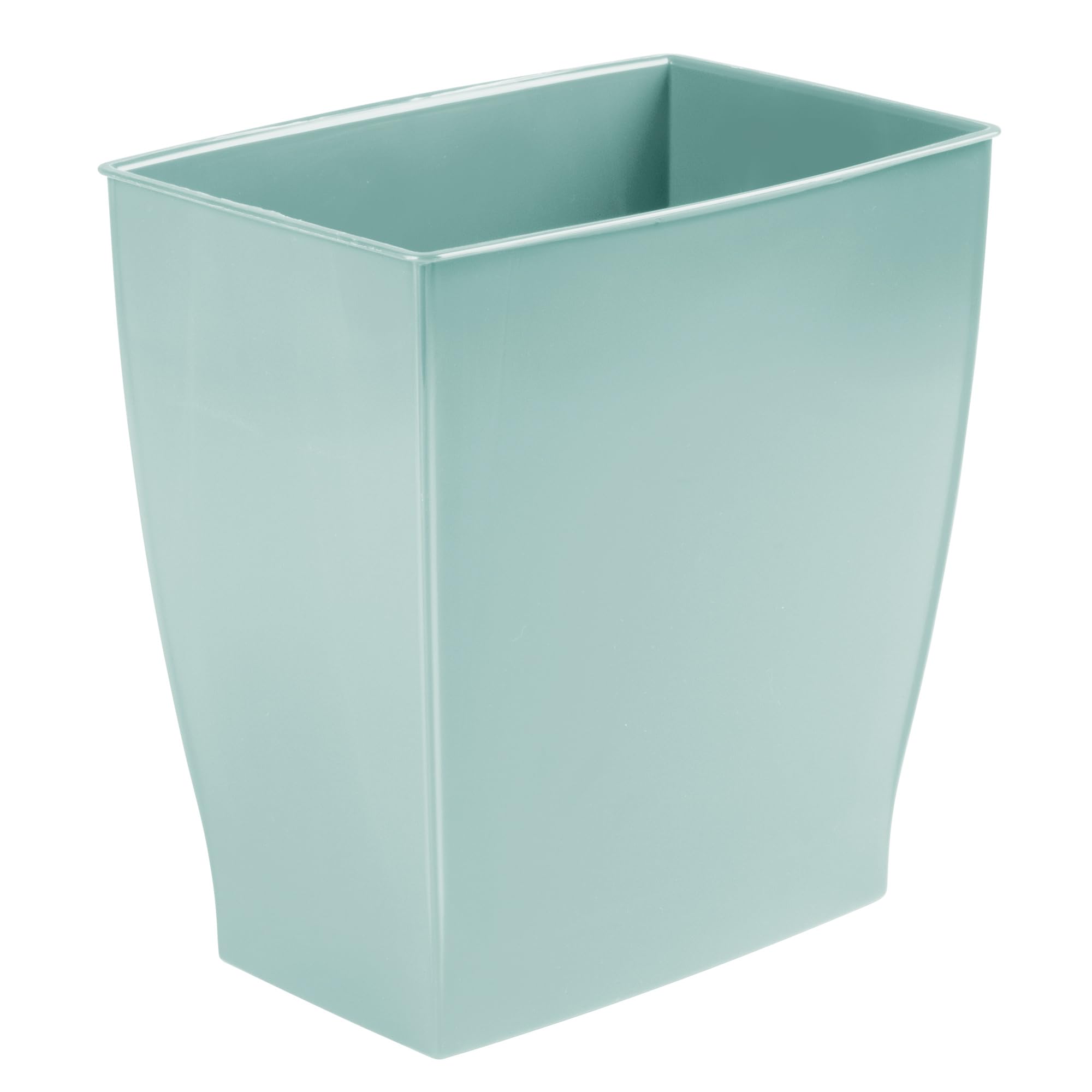 iDesign Small Plastic Bathroom Trash Can Slim Rectangle Garbage Bin for Bedroom Office Dorm Soft Aqua Blue