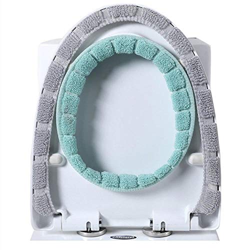 3Pieces Toilet Seat Cover Pads with Handle Toilet Lid Cover Cushion Soft Thicker Stretchable Washable Fits All Oval Toilet Seats (Pink, Green, Grey)
