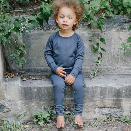 Woolino Merino Wool Base Layer for Kids - Super Soft Kids Long Sleeve Thermal Top and Leggings - All Natural Base Layer Shirt and Bottoms - Storm Gray2