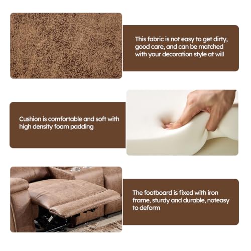 Image of CANMOV Faux Leather Manual Recliner Sofa Set, Manual Reclining Sofa and Recliner Chair with Concealed Cup Holders for Living Room,Bedroom Furniture,Nut Brown