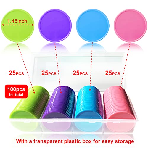 Igoolee 100 Pcs Colorful Plastic Poker Chips 1.45 Inch Counting Chips With Storage Box For Kids Play Game Bingo Poker Game Counters #TOP1