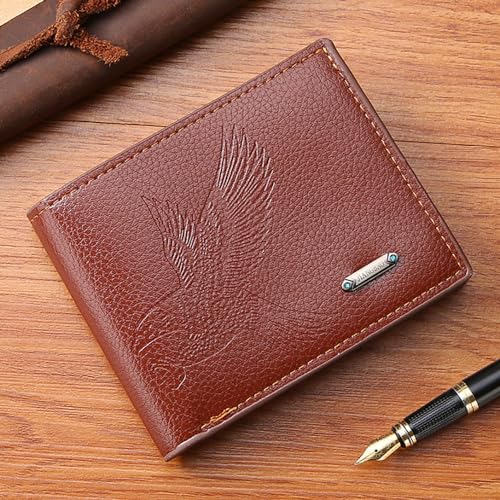 Image of Slim Wallet for Men with Coin Purse, Minimalist Wallet with Zipper, Bifold Mens Wallets with Credit Card Holder, PU Leather Men's Wallet with Money Clip, Carteras Para Hombres (Brown E)