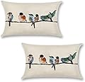 Outdoor Lumbar Birds Throw Pillow Covers 12x20 Set of 2 Fall Pillow Covers Rectangle Cushion Covers for Sofa Couch Patio Garden Seasonal Decoration