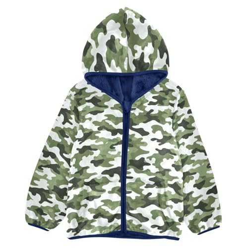 Camouflage Toddler Fleece Jacket Baby Boys Hooded Zipper Long Sleeve Thick Warm Outerwear 3-10 Years