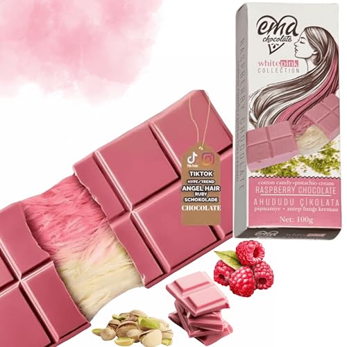 100g Handmade Angel Cioccolato Ruby/Pink con Crema al Pistacchio – Fatto a Mano, Confezione Regalo di Lusso – Autentica Esperienza del Cioccolato