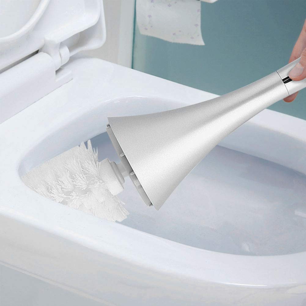 Estink Spazzola WC Bagno con Porta Scopino, Base in Acciaio Inossidabile e Manico in Plastica ABS, Colore Argento