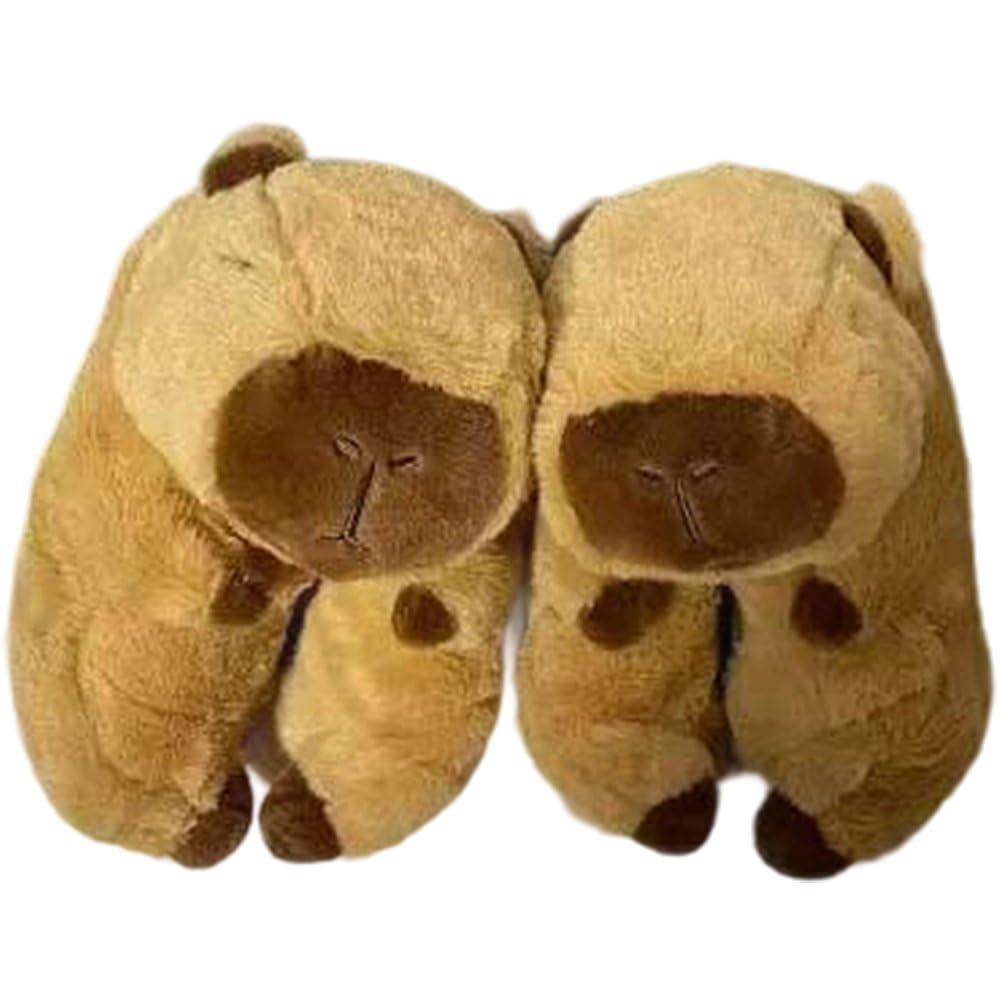 Chaussons en peluche capybara contre les pieds froids : chaussures de maison à enfiler